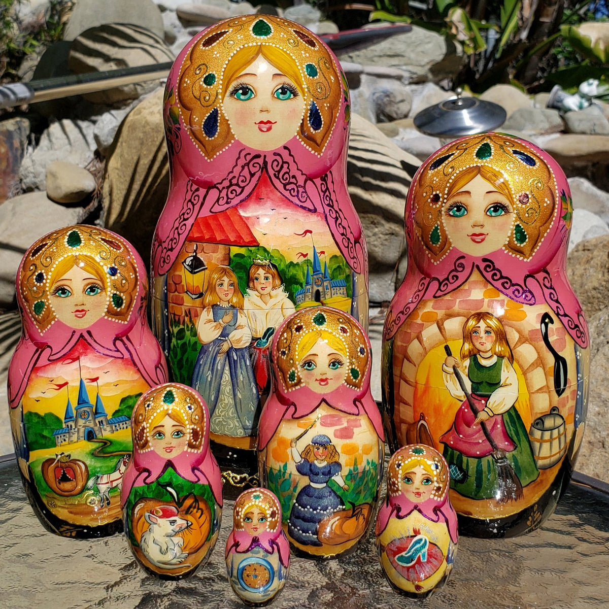 Traditional nesting dolls | Babushka dolls | Matryoshka doll with russian fairy-tale | Babushka doll | Stack top dolls | Nested dolls