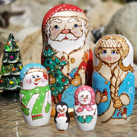 Christmas  Winter Nesting Dolls 