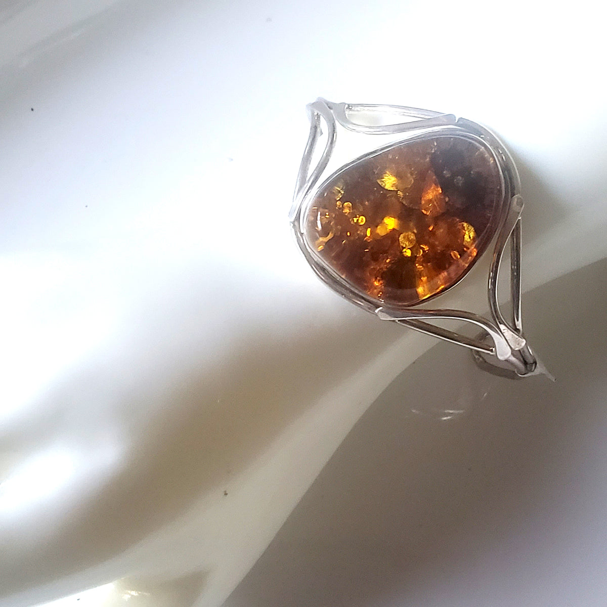 Amber Gemstone Bracelet Cuff 925 deals Sterling Silver Stamped 29g. 7” Wrist (C18)