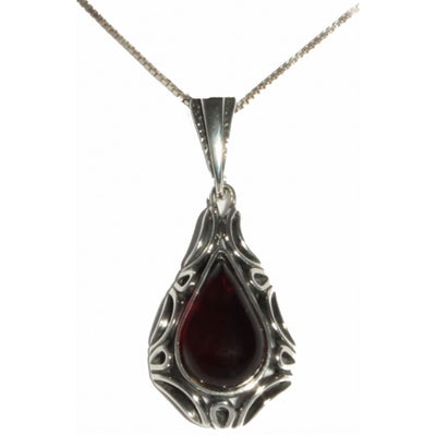 Cherry Amber & Sterling Silver Antique Pendant