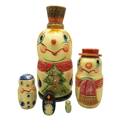Russian nesting doll Snowman family and friends