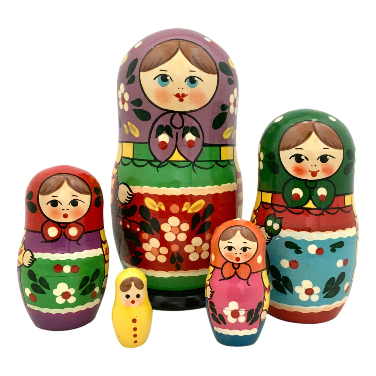 Russian Dolls. Nesting Dolls For Kids. Matryoshka 5 Piece Wooden Dolls