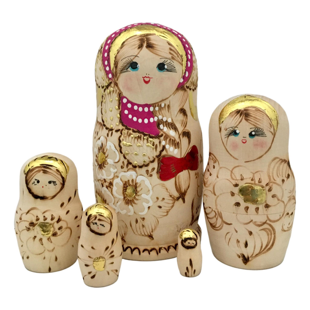 Wooden Nesting Matryoshka Doll for Russian Scarf