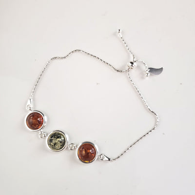 natural amber round beads adjustable bracelet
