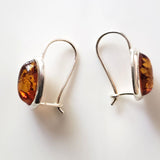 oval gangle amber earrings in silver