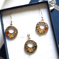 fashion sterling silver amber jewelry set