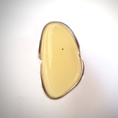 long natural butterscotch amber silve ring