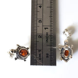 turtle sterling silver amber stud earrings