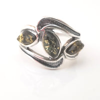 sterling silver  with genuine green amber