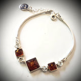 Chain Adjustable Silver Bracelet with Natural Amber BuyRussianGifts