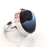 handmade sterling silver ring with cherry amber