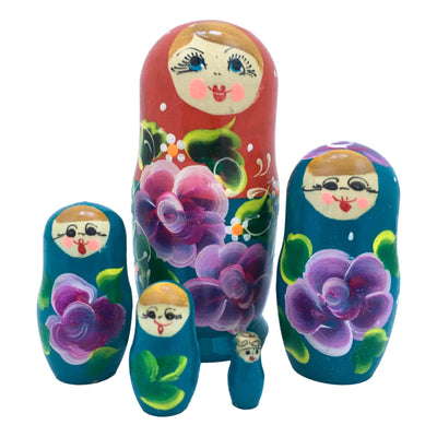 Red with Daisy Nesting Doll BuyRussianGifts Store