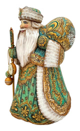 Unique Wood Burn Russian Santa Emerald Green BuyRussianGifts Store