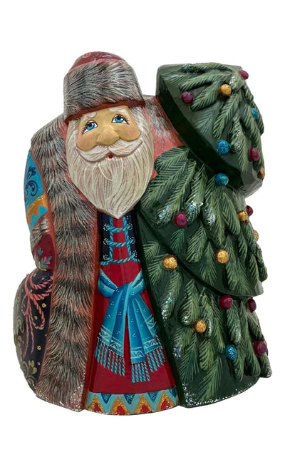 Wooden Santa with Christmas Tree BuyRussianGifts Store