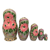 Traditional Red Pink Flowers Matryoshka BuyRussianGifts Store