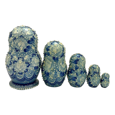 Traditional Russian Family Nesting Doll Blue BuyRussianGifts Store