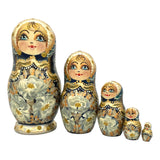 Traditional Matryoshka Dolls 5 Piece Set Flowers Design BuyRussianGifts