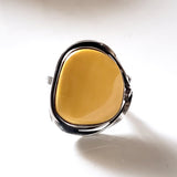 large antique frame butterscotch natural amber silver ring