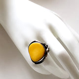 on display antique frame butterscotch natural amber silver ring