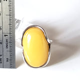 Long Natural Butterscotch Freeform Amber Ring in Silver BuyRussianGifts Store