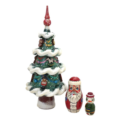 Christmas Tree Matryoshka Set in Blue BuyRussianGifts Store