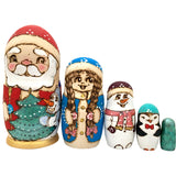 Russian Christmas Nesting Dolls 5 Piece Set 7.5” Tall BuyRussianGifts Store