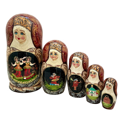 Russian Fairytales Nesting Dolls Set of 5 Signed BuyRussianGifts Store