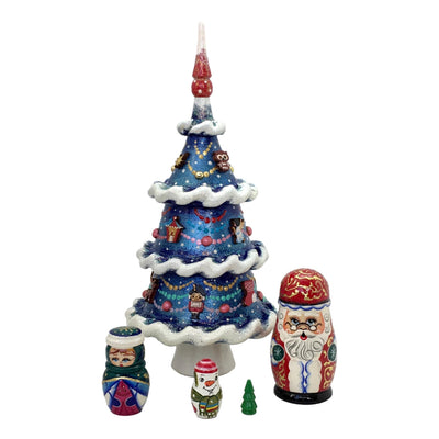 Russian matryoshka blue Christmas tree 