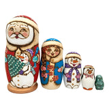 Chubby Santa in Blue Coat Nesting Dolls BuyRussianGifts Store