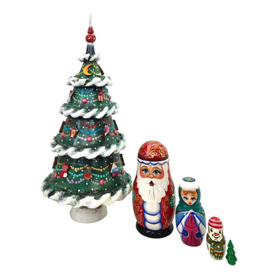 13” Tall Unique Handcrafted Christmas Tree Russian dolls The Amber Gift Shop