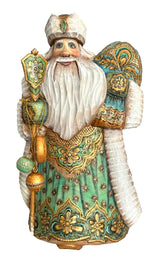 Unique Wood Burn Russian Santa Emerald Green BuyRussianGifts Store