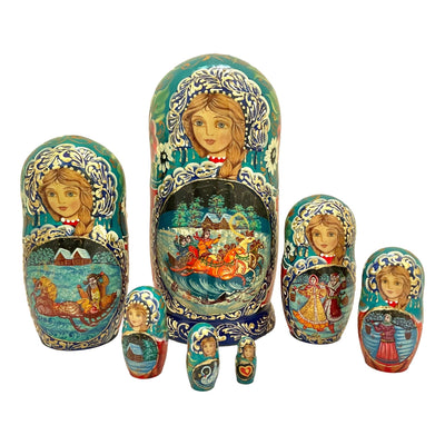 Russian Winter Nesting Dolls Set of 7 BuyRussianGifts Store