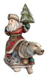 Russian Santa on Polar Bear Gemstones Decor BuyRussianGifts Store