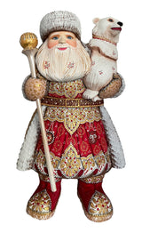 Santa Polar Bear Wood Carved Figure BuyRussianGifts Store