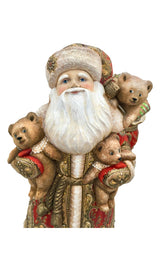 Wooden Santa with 3 bears