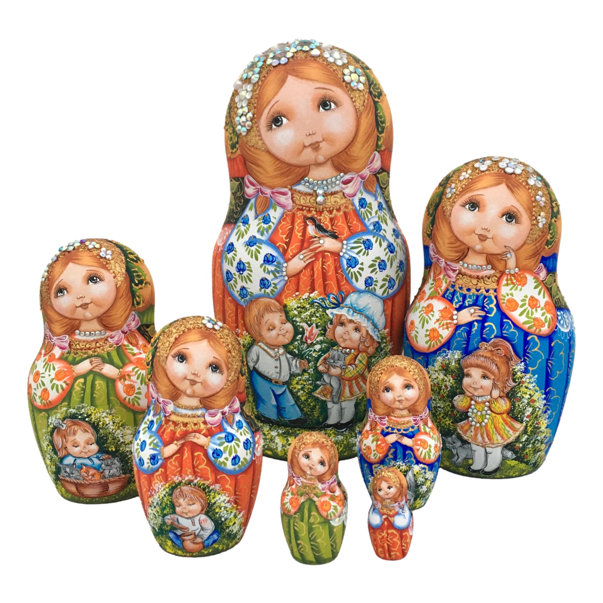 Unique Russian Nesting Dolls 7 Piece Set