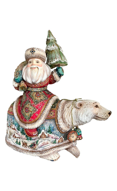 Russian Santa on Polar Bear Gemstones Decor BuyRussianGifts Store
