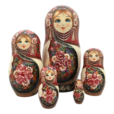 Russian Matryoshka Dolls Red Scarf BuyRussianGifts Store