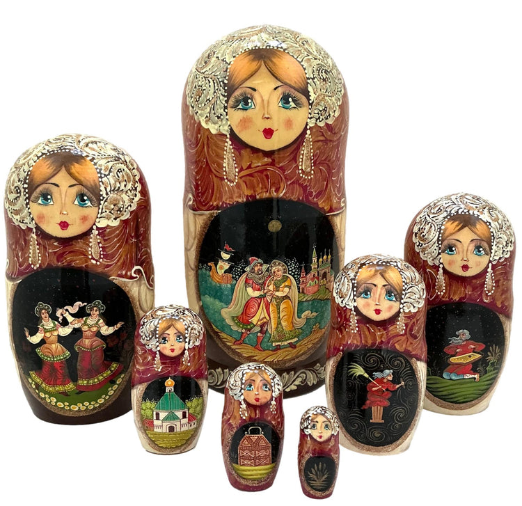 Large Matryoshka 7 Pieces Set Fairytale for Kids BuyRussianGifts Store