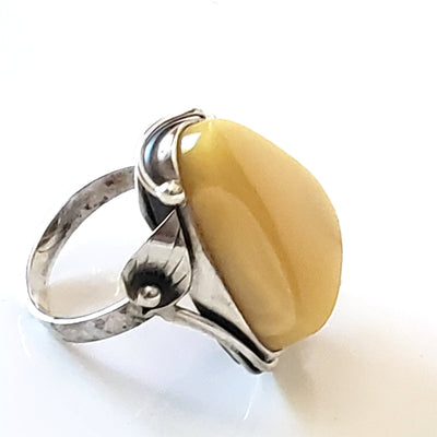 Handmade Sterling Silver Butterscotch Baltic Amber Ring size 8 ½ BuyRussianGifts Store