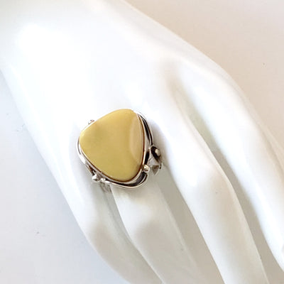 Handmade Sterling Silver Butterscotch Baltic Amber Ring size 8 ½ BuyRussianGifts Store