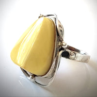 Handmade Sterling Silver Butterscotch Baltic Amber Ring size 8 ½ BuyRussianGifts Store