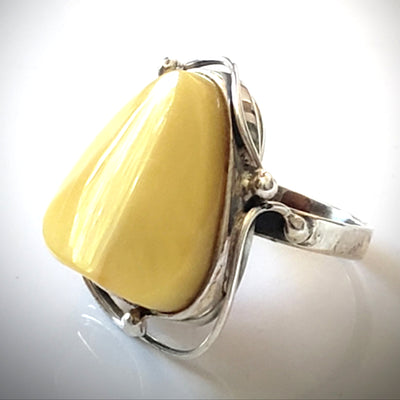 Handmade Sterling Silver Butterscotch Baltic Amber Ring size 8 ½ BuyRussianGifts Store