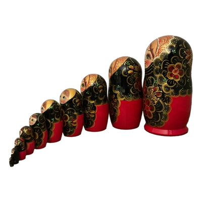 Traditional Matryoshka Black Gold 10 Piece Set BuyRussianGifts Store