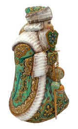 Unique Wood Burn Russian Santa Emerald Green BuyRussianGifts Store