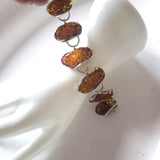 Large Golder Green Amber Stone Classic Link Bracelet BuyRussianGifts Store