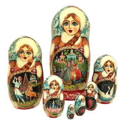 Large Matryoshka Dolls Fairytale for Kids Ivan Tzarevich and Grey Wolf BuyRussianGifts Store