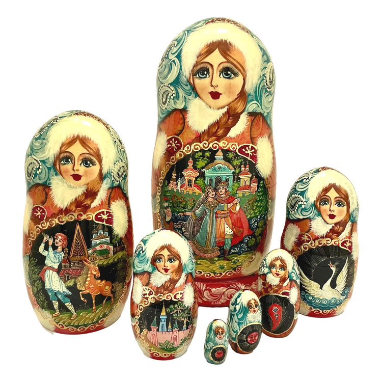 Large Matryoshka Dolls Fairytale for Kids Ivan Tzarevich and Grey Wolf BuyRussianGifts Store