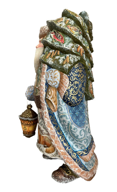 Hand carved Santa with Christmas tree 