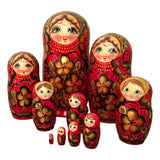 Nesting Dolls Large 10 Piece Set Blue Gold Flowers BuyRussianGifts Store